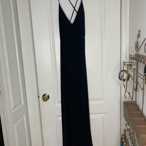 Black double slit dress